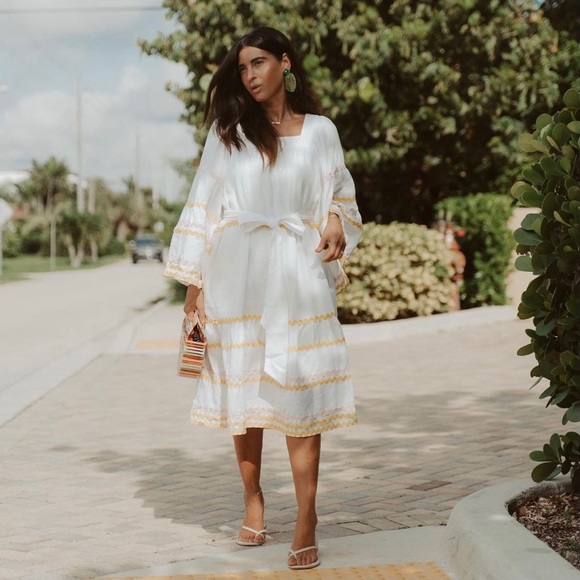 Lisa Marie Fernandez White linen Bell sleeve dress - Picture 2 of 13
